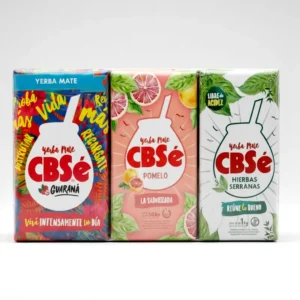 Pack de 3 sabor CBSé Yerba Mate Guarana, Pomelo, Hierbas Serranas